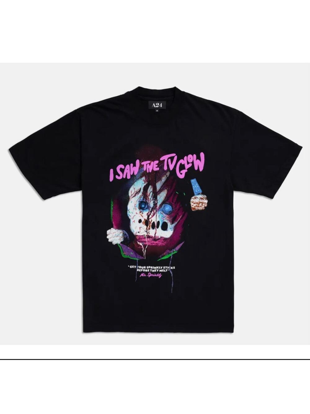 I SAW THE TV GLOW MOVIE | PUFF PRINT MR SPRINKLY TEE; Size MED